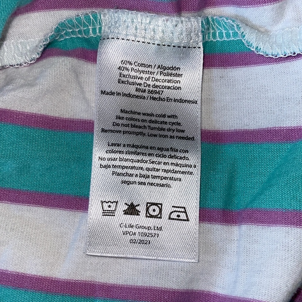 Nickelodeon Purple & Teal Striped Tee. Size Medium. - Picture 5 of 5